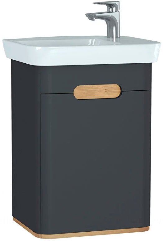 Vitra 60803 Sento Lavabo Dolabı 50 cm Kapaklı(Sol) Mat Antrasit.